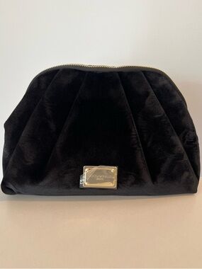 Authentic Dolce & Gabbana Black Velvet makeup cosmetic bag with gold logo